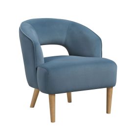 Luxury Home Unique Style Accent Chair Blue Velvet Plush Seat Solid Wood Legs Contemporary Living Room Furniture 1pc