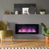 HOMCOM 41.3" 1500W Electric Wall-Mounted Fireplace with Flame Effect, 7 Color Background Light, Black