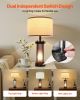 Table Lamps Set of 2 Farmhouse Bedside Nightstand Lamps with USB Ports