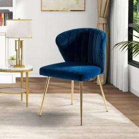 Upholstered Wingback Accent Side Chair w/ Gold Metal Legs (Option: Teal Velvet)