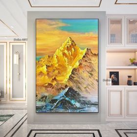 Handmade Large Golden Mountain Oil Painting;  Textured Acrylic Painting Modern Landscape Modern Wall Art Living Room Home Decor (size: 50x70cm)