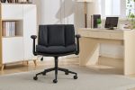 Leather Criss Cross Chair with Flip-Up Armrests, Cross Legged Office Chair on Wheels